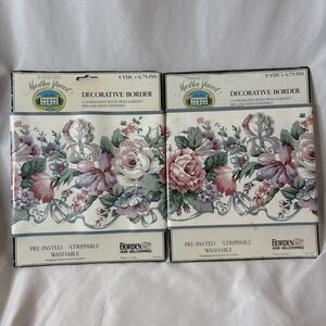 2 At Home w/Martha Stewart Decorative Wall Border Swiss Garden Wallpaper 5yd